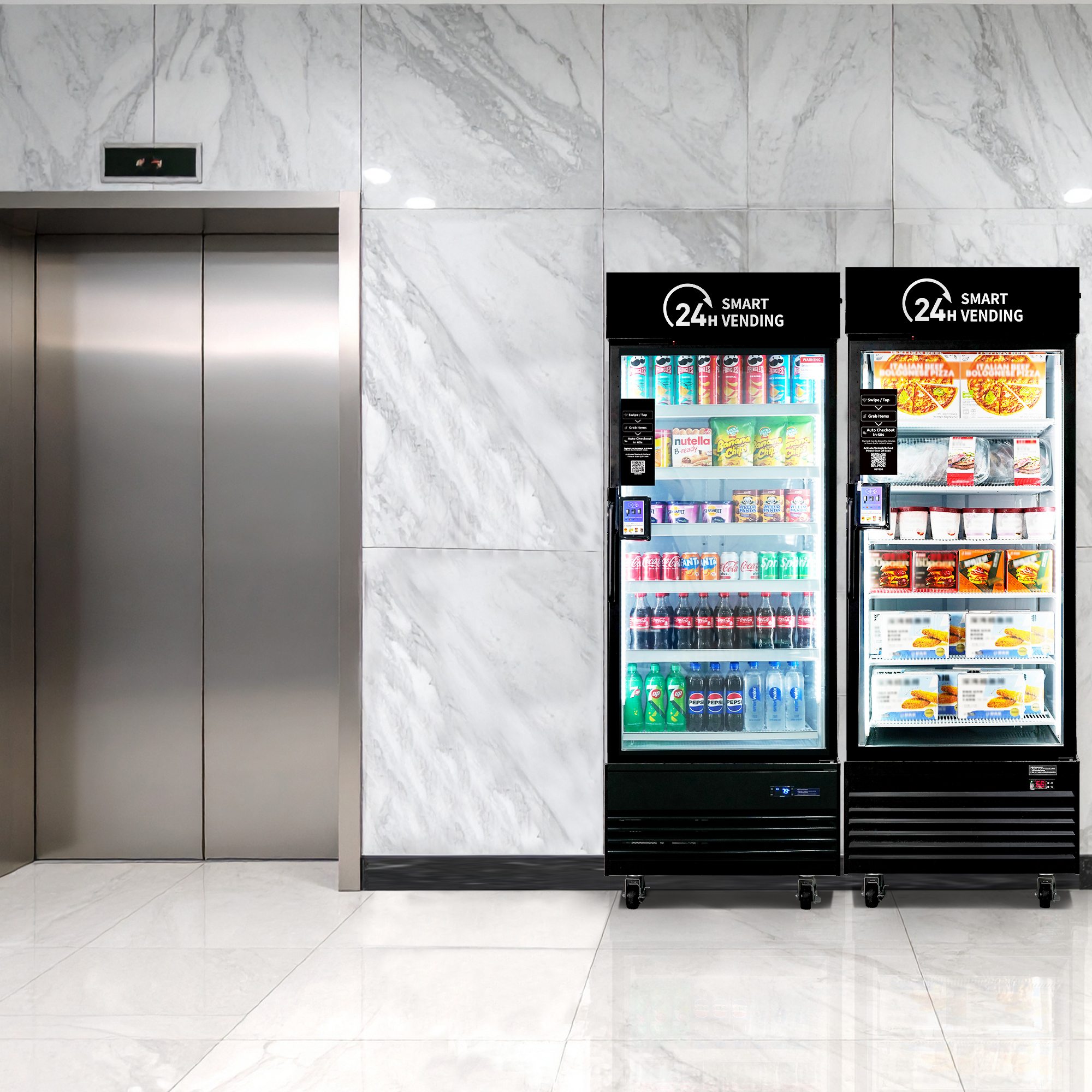 Smart coolers by elevator