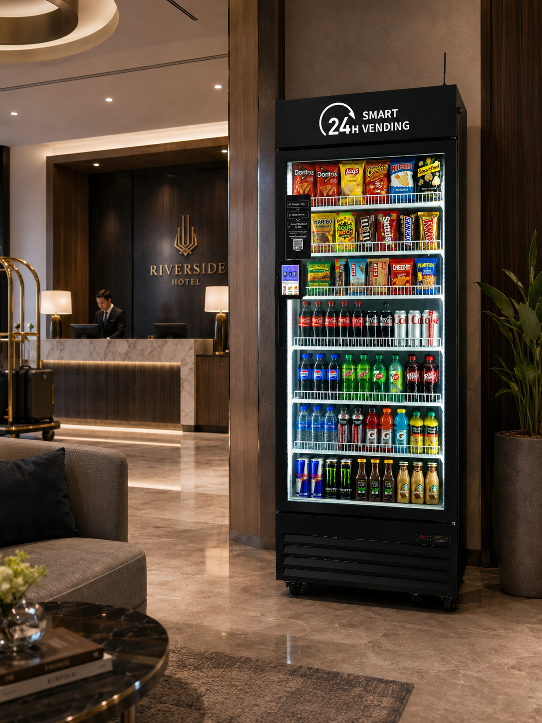 Smart cooler in hotel lobby